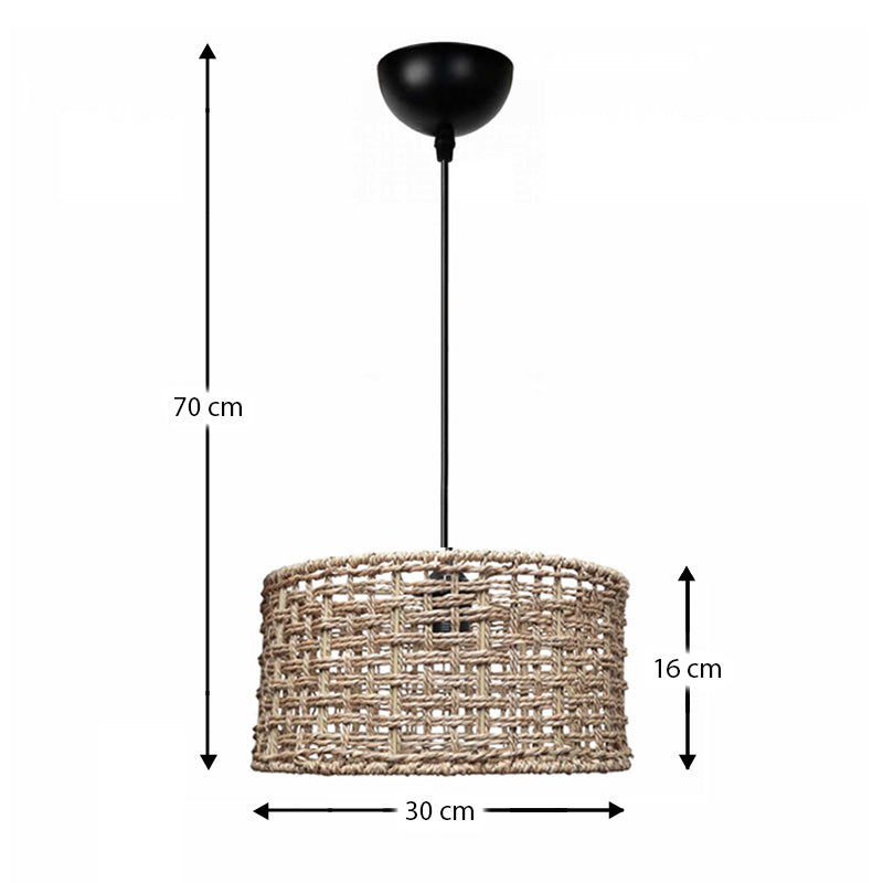 Φωτιστικό Οροφής Montela E27 από Σχοινί Μονόφωτο Χρώμα Φυσικό Ø30x70