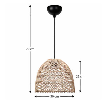 Φωτιστικό Οροφής Miota E27 από Μπαμπού Μονόφωτο Χρώμα Φυσικό Ø30x70