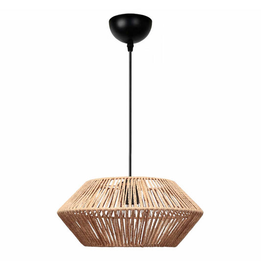 Φωτιστικό Οροφής Castel E27 από Σχοινί Μονόφωτο Χρώμα Φυσικό Ø32x70
