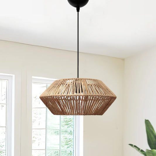 Φωτιστικό Οροφής Castel E27 από Σχοινί Μονόφωτο Χρώμα Φυσικό Ø32x70