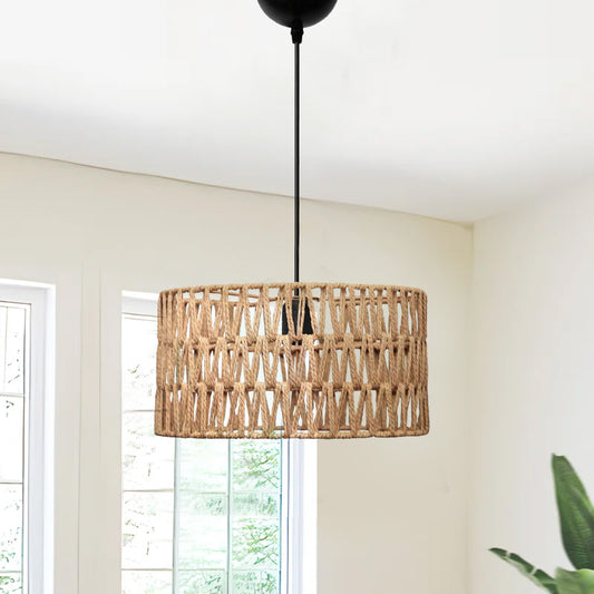 Φωτιστικό Οροφής Sarkiz E27 από Σχοινί Μονόφωτο Χρώμα Φυσικό Ø30x70