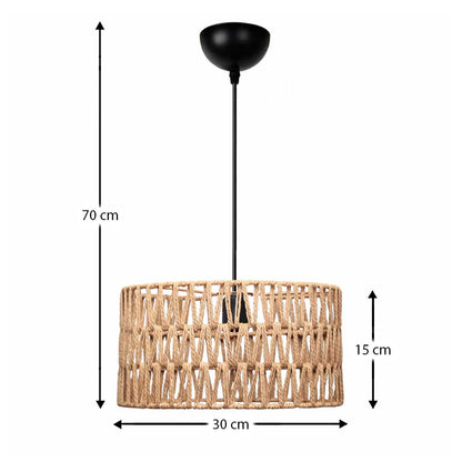 Φωτιστικό Οροφής Sarkiz E27 από Σχοινί Μονόφωτο Χρώμα Φυσικό Ø30x70