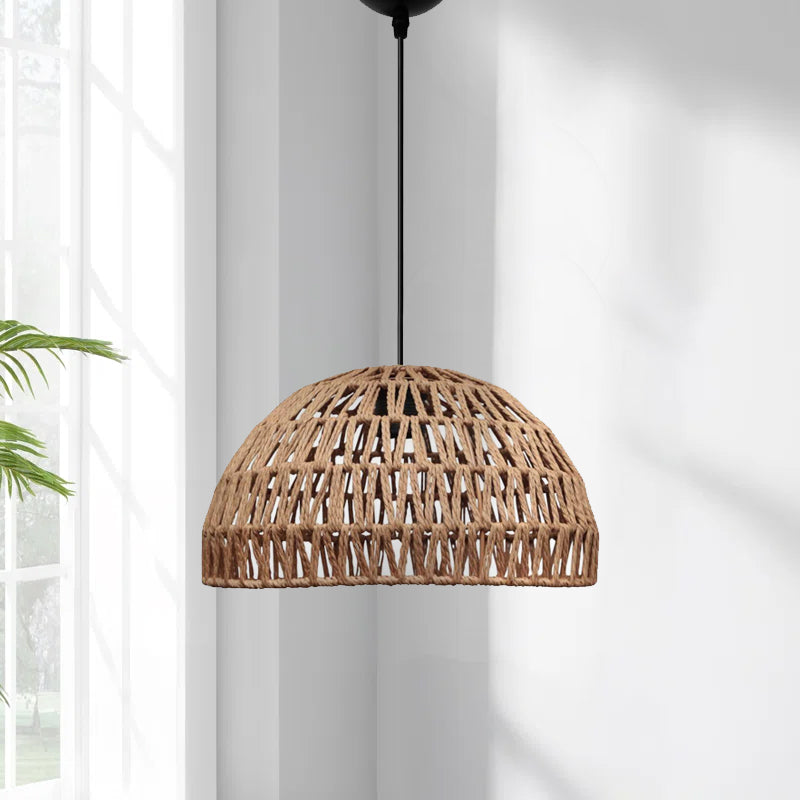 Φωτιστικό Οροφής Karon E27 από Σχοινί Μονόφωτο Χρώμα Φυσικό Ø29x70