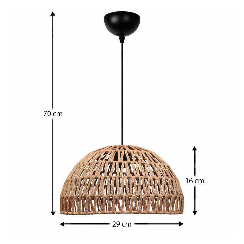 Φωτιστικό Οροφής Karon E27 από Σχοινί Μονόφωτο Χρώμα Φυσικό Ø29x70
