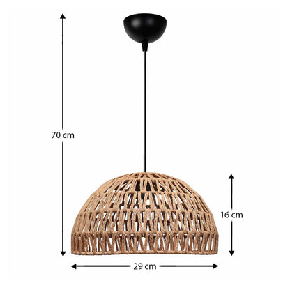 Φωτιστικό Οροφής Karon E27 από Σχοινί Μονόφωτο Χρώμα Φυσικό Ø29x70
