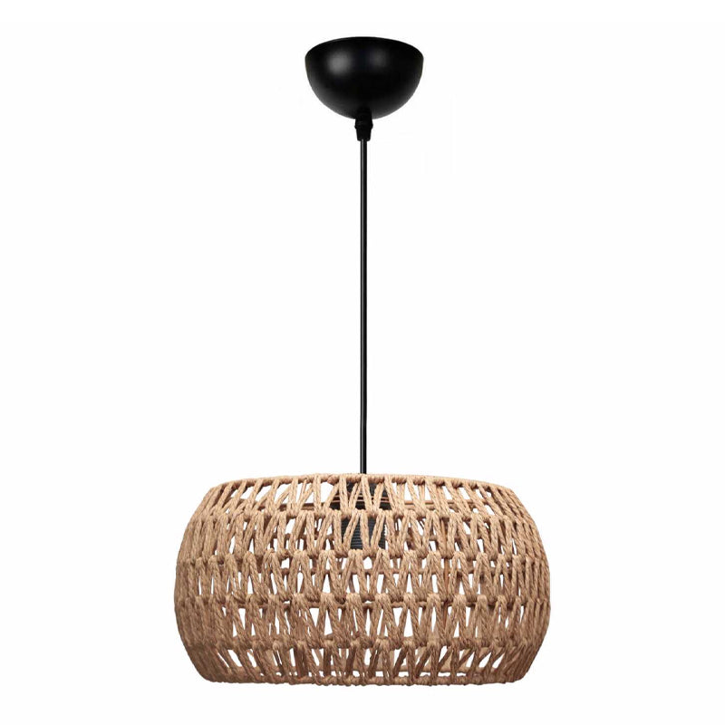 Φωτιστικό Οροφής Miranda E27 από Σχοινί Μονόφωτο Χρώμα Φυσικό Ø30x70