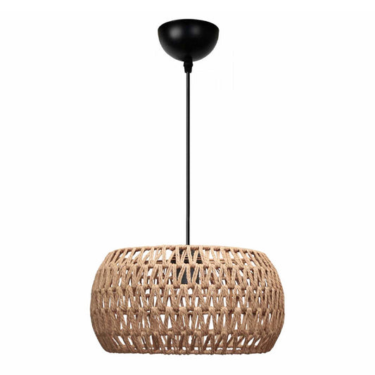 Φωτιστικό Οροφής Miranda E27 από Σχοινί Μονόφωτο Χρώμα Φυσικό Ø30x70
