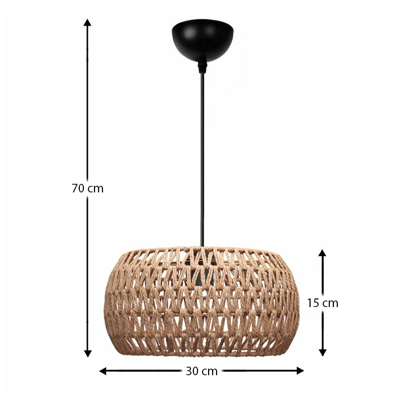 Φωτιστικό Οροφής Miranda E27 από Σχοινί Μονόφωτο Χρώμα Φυσικό Ø30x70