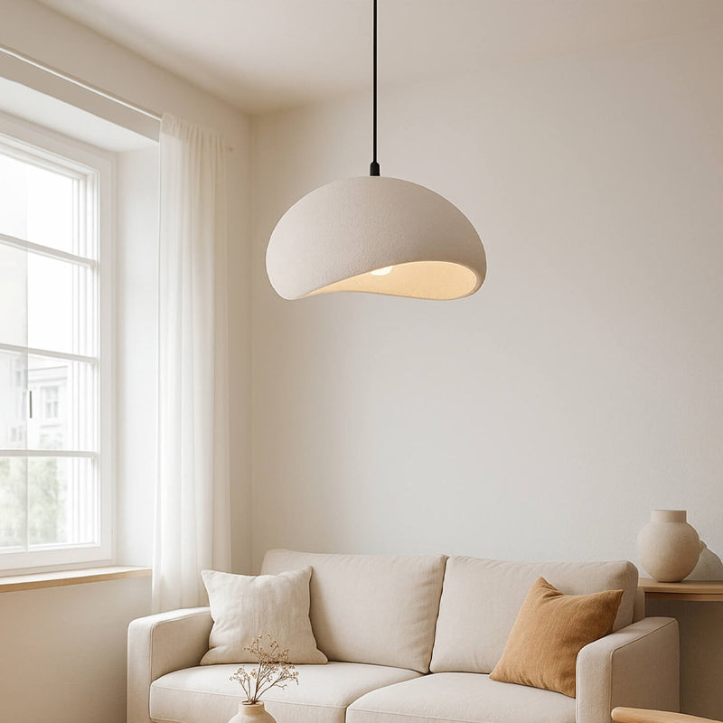 Φωτιστικό Οροφής Riven E27 Polyester Μονόφωτο Χρώμα Κρεμ Ø35x80