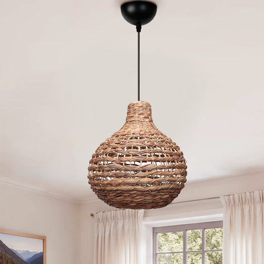 Φωτιστικό Οροφής Faya E27 Wicker Μονόφωτο Χρώμα Φυσικό Ø46x100