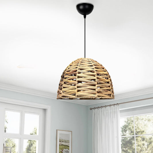 Φωτιστικό Οροφής Kimi E27 Wicker Μονόφωτο Χρώμα Φυσικό Ø30x80