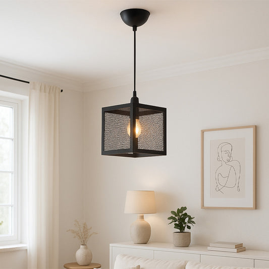 Φωτιστικό Οροφής Kivo E27 Μεταλλικό Μονόφωτο Χρώμα Μαύρο 16x16x120