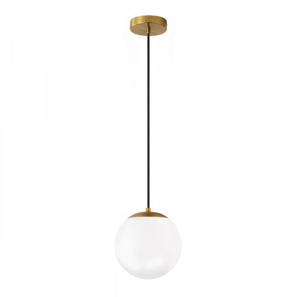 Φωτιστικό Οροφής Lumi E27 Γυάλινο Μονόφωτο Χρώμα Χρυσό - Λευκό Ø15x120