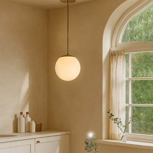 Φωτιστικό Οροφής Lumi E27 Γυάλινο Μονόφωτο Χρώμα Χρυσό - Λευκό Ø15x120