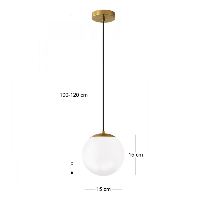 Φωτιστικό Οροφής Lumi E27 Γυάλινο Μονόφωτο Χρώμα Χρυσό - Λευκό Ø15x120