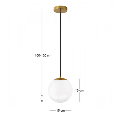 Φωτιστικό Οροφής Lumi E27 Γυάλινο Μονόφωτο Χρώμα Χρυσό - Λευκό Ø15x120