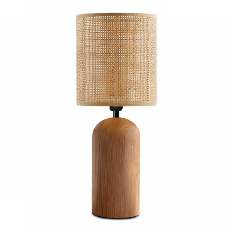 Φωτιστικό Επιτραπέζιο Cora E14 Ξύλινο - PE Rattan Χρώμα Φυσικό Ø15x35