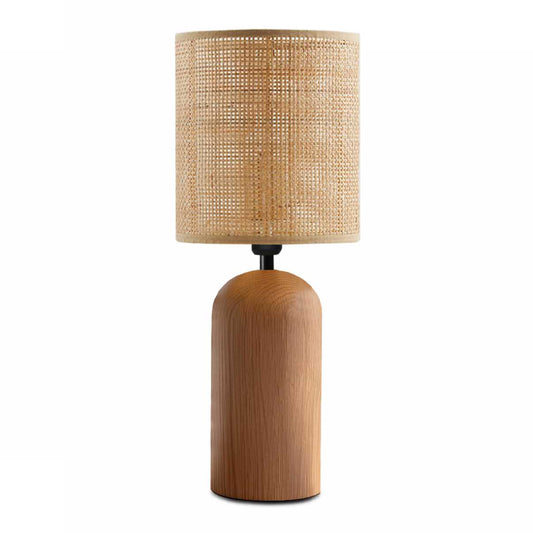 Φωτιστικό Επιτραπέζιο Cora E14 Ξύλινο - PE Rattan Χρώμα Φυσικό Ø15x35