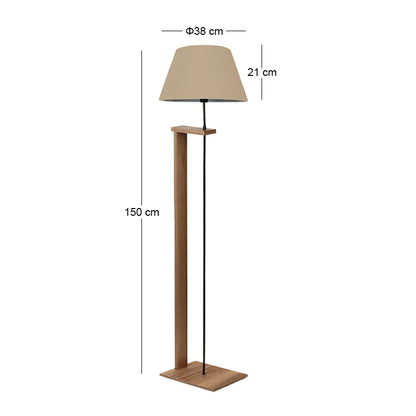 Floor Lamp Moris MDF - PVC Fabric Walnut - Beige Φ38x150