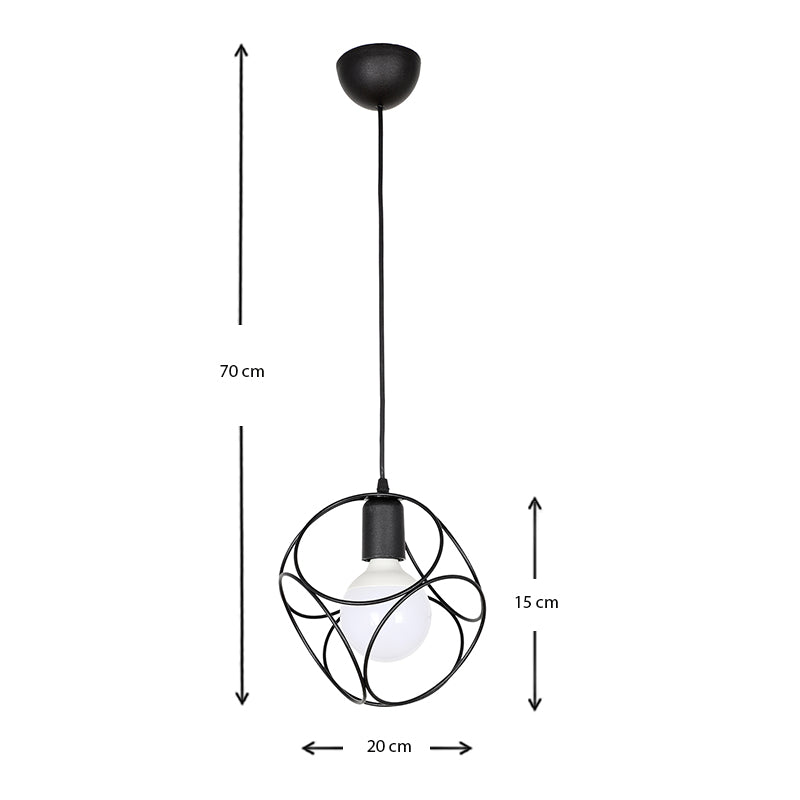 Φωτιστικό Οροφής Lusita E27 Μεταλλικό Μονόφωτο Χρώμα Μαύρο 20X20X70
