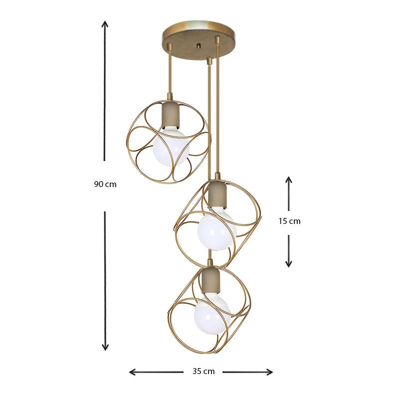 Φωτιστικό Οροφής Lusita E27 Μεταλλικό Τρίφωτο Χρώμα Χρυσό 35X35X90