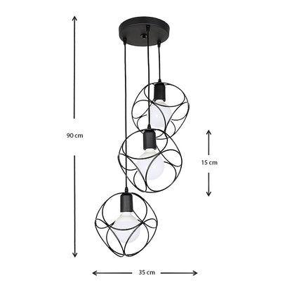Φωτιστικό Οροφής Lusita E27 Μεταλλικό Τρίφωτο Χρώμα Μαύρο 35X35X90