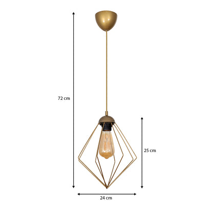 Φωτιστικό Οροφής Nura E27 Μεταλλικό Μονόφωτο Χρώμα Χρυσό 24X24X72