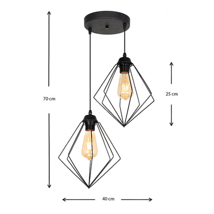 Φωτιστικό Οροφής Nura E27 Μεταλλικό Δίφωτο Χρώμα Μαύρο 40X40X70