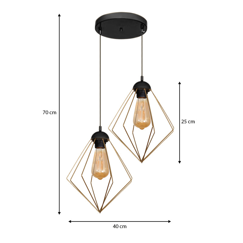 Φωτιστικό Οροφής Nura E27 Μεταλλικό Δίφωτο Χρώμα Χρυσό 40X40X70