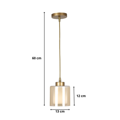 Φωτιστικό Οροφής Kenedy E27 Γυάλινο Μονόφωτο Χρώμα Χρυσό Ø13x60