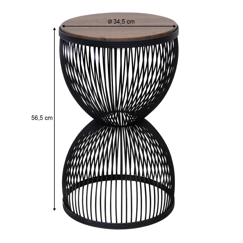 Τραπεζάκι Βοηθητικό Stella Μεταλλικό - MDF Χρώμα Μαύρο - Καρυδί Ø34,5x56,5