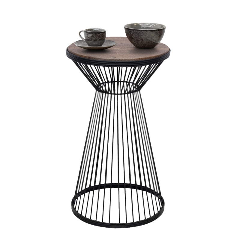 Τραπεζάκι Βοηθητικό Cresta Μεταλλικό - MDF Χρώμα Μαύρο - Καρυδί Ø34,5x58,5