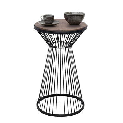 Τραπεζάκι Βοηθητικό Cresta Μεταλλικό - MDF Χρώμα Μαύρο - Καρυδί Ø34,5x58,5