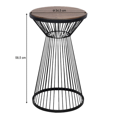 Τραπεζάκι Βοηθητικό Cresta Μεταλλικό - MDF Χρώμα Μαύρο - Καρυδί Ø34,5x58,5
