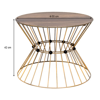 Τραπεζάκι Σαλονιού Girene Μεταλλικό - MDF Χρώμα Χρυσό - Καρυδί Ø55x42