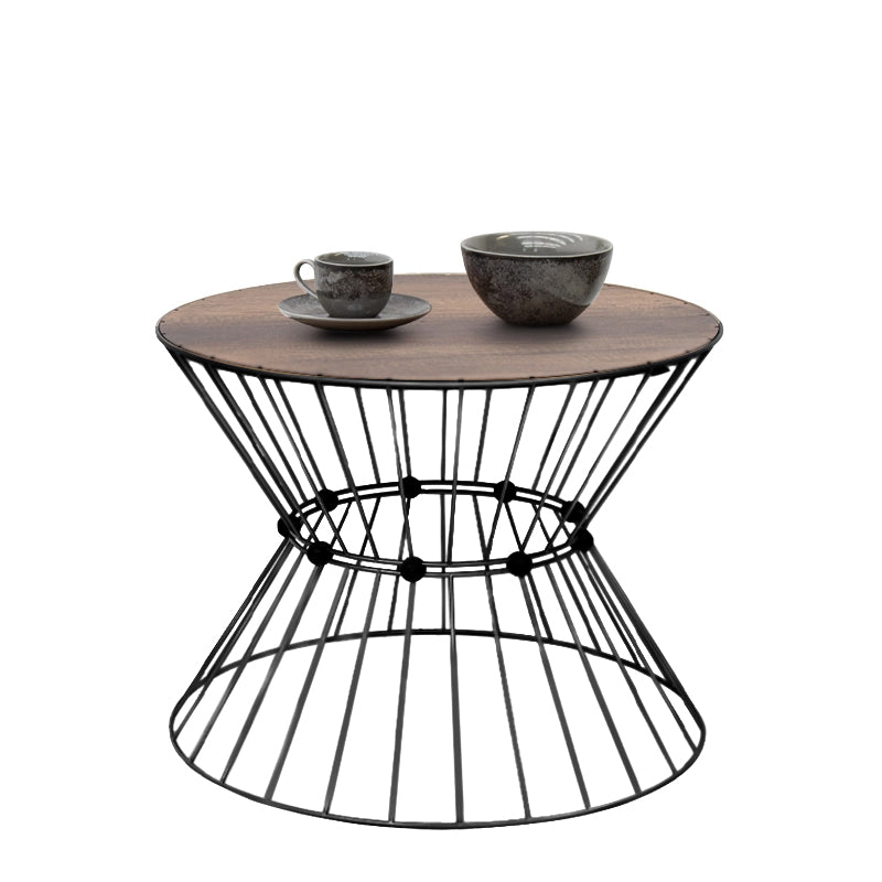 Τραπεζάκι Σαλονιού Girene Μεταλλικό - MDF Χρώμα Μαύρο - Καρυδί Ø55x42