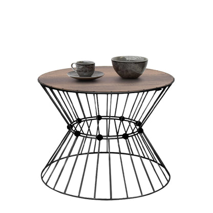 Τραπεζάκι Σαλονιού Girene Μεταλλικό - MDF Χρώμα Μαύρο - Καρυδί Ø55x42