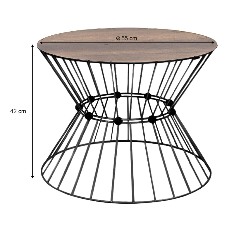 Τραπεζάκι Σαλονιού Girene Μεταλλικό - MDF Χρώμα Μαύρο - Καρυδί Ø55x42