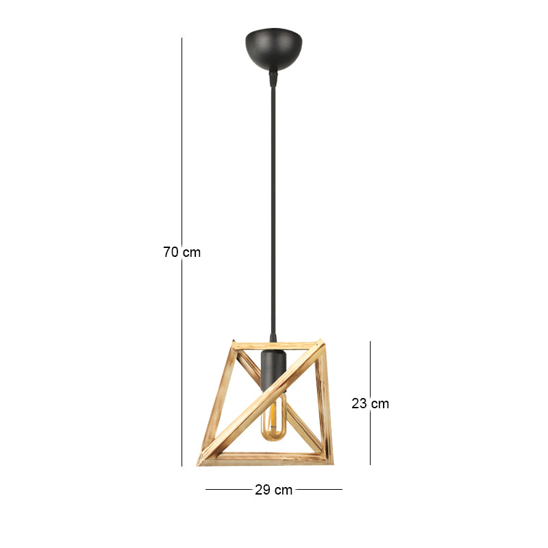 Φωτιστικό Οροφής Piramit E27 Ξύλινο Μονόφωτο Χρώμα Φυσικό 29x25x70