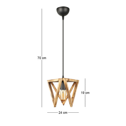 Φωτιστικό Οροφής Nexo E27 Ξύλινο Μονόφωτο Χρώμα Φυσικό 24x21x70