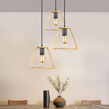 Φωτιστικό Οροφής Tekli E27 Ξύλινο Τρίφωτο Χρώμα Φυσικό 40x30x90