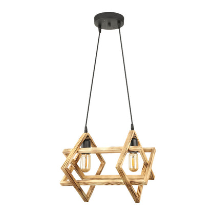 Φωτιστικό Οροφής Pedora E27 Ξύλινο Δίφωτο Χρώμα Φυσικό 40x22x80