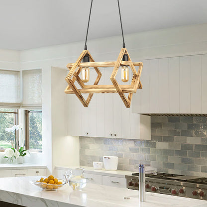 Φωτιστικό Οροφής Pedora E27 Ξύλινο Δίφωτο Χρώμα Φυσικό 40x22x80