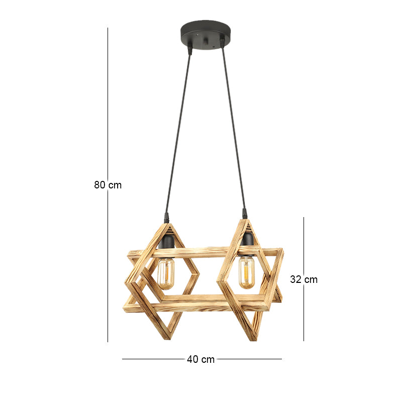 Φωτιστικό Οροφής Pedora E27 Ξύλινο Δίφωτο Χρώμα Φυσικό 40x22x80