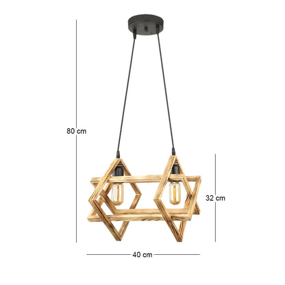 Φωτιστικό Οροφής Pedora E27 Ξύλινο Δίφωτο Χρώμα Φυσικό 40x22x80