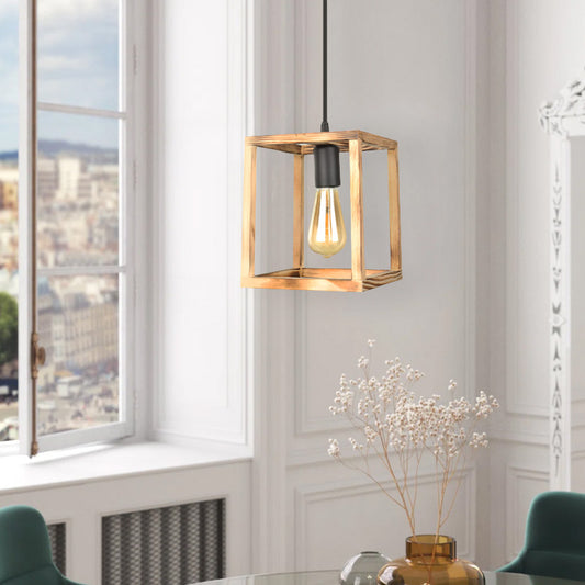 Φωτιστικό Οροφής Kubo E27 Ξύλινο Μονόφωτο Χρώμα Φυσικό 18x18x65