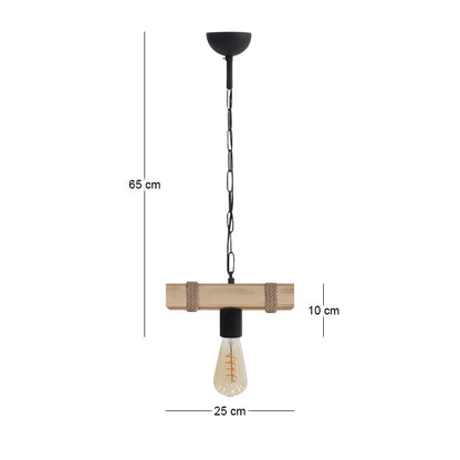 Φωτιστικό Οροφής Vero E27 Ξύλινο Μονόφωτο Χρώμα Φυσικό 25x8x65