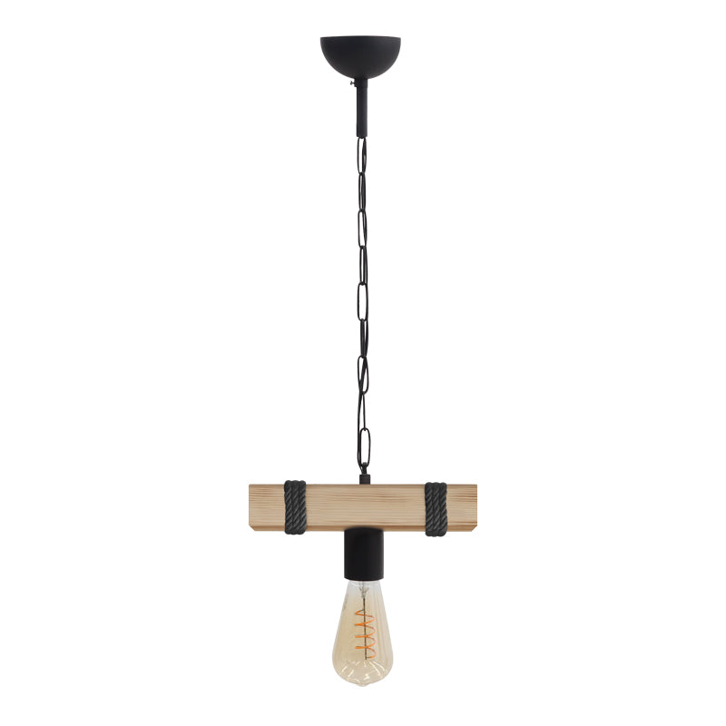Φωτιστικό Οροφής Vero E27 Ξύλινο Μονόφωτο Χρώμα Φυσικό - Μαύρο 25x8x65