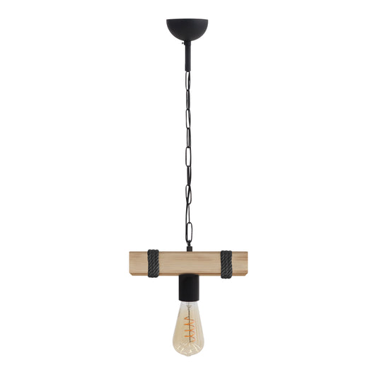 Φωτιστικό Οροφής Vero E27 Ξύλινο Μονόφωτο Χρώμα Φυσικό - Μαύρο 25x8x65