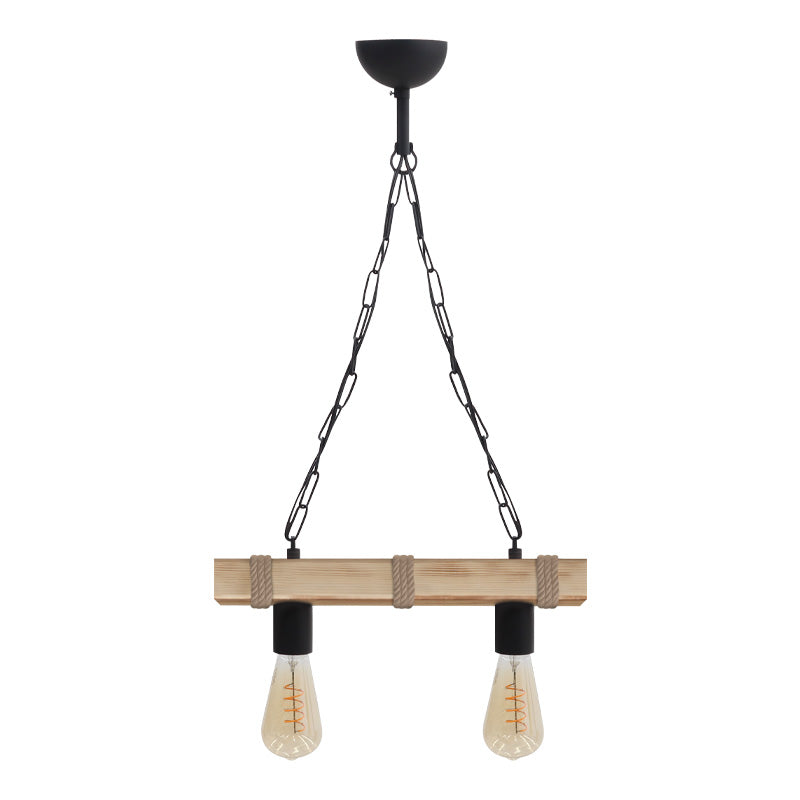 Φωτιστικό Οροφής Vero E27 Ξύλινο Δίφωτο Χρώμα Φυσικό 40x8x65